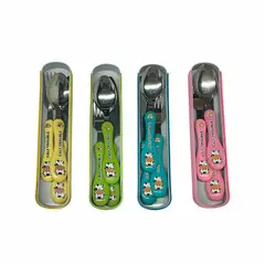 GENERICO - Set Cubiertos Portatiles Acero Estuche Alimentos Niño Niña