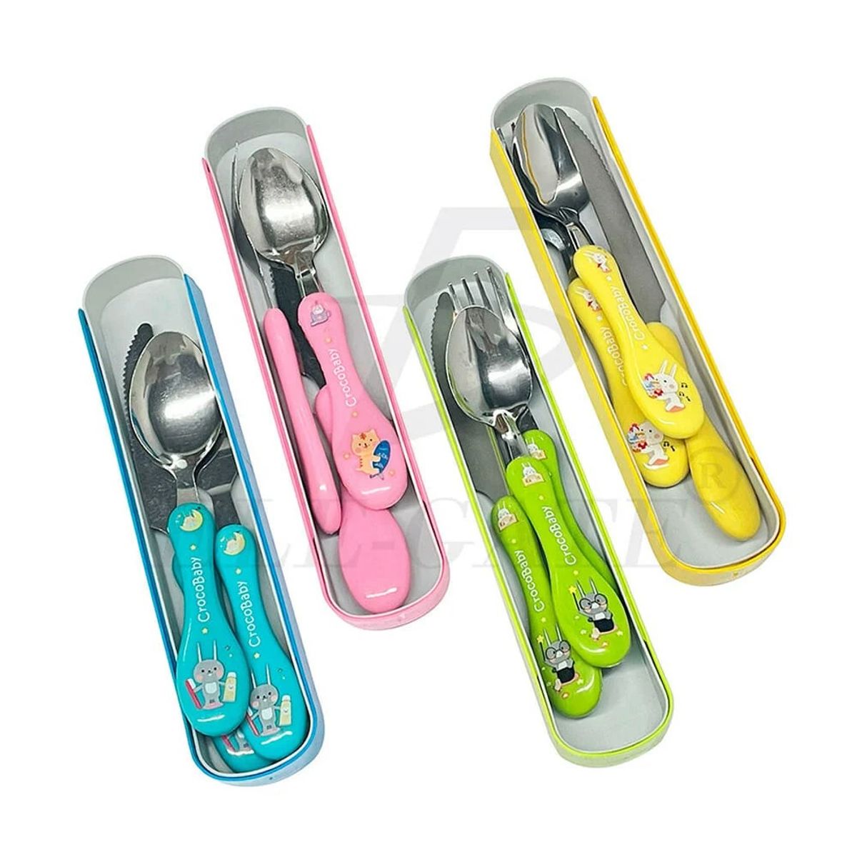 GENERICO - Set Cubiertos Portatiles Acero Estuche Alimentos Niño Niña