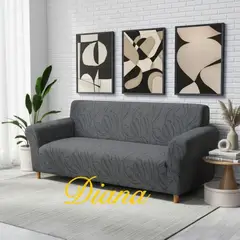 DIANA - FUNDA SILLON ELASTIZADO 4 CUERPO 230CM/300CM DISEÑO GRIS HOJAS