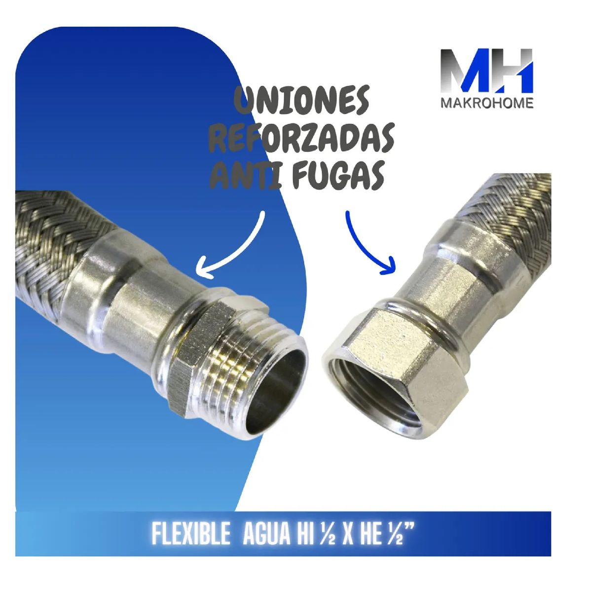 INOXCROM - Flexible Agua Media Hi-he Inoxcrom Acero Inoxidable 50cm