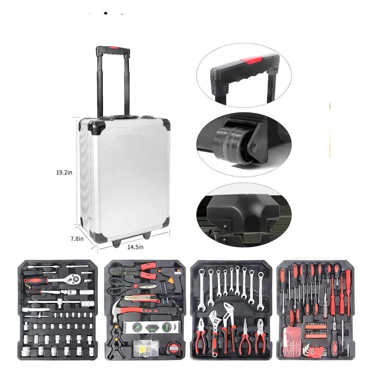 GENERICO - Maletín De Herramientas Profesional De 187 Piezas Con Ruedas