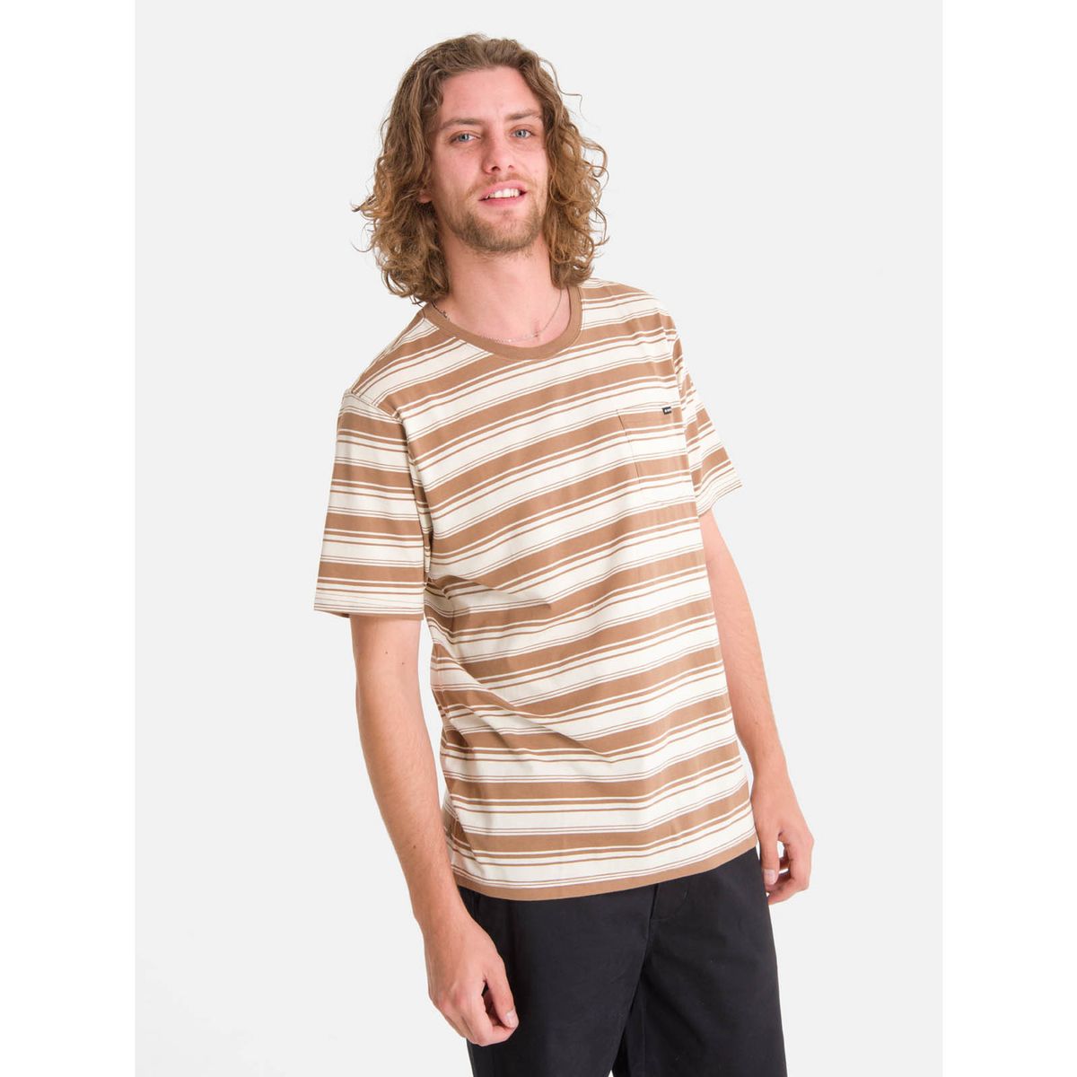 BURTON - Polera mc Hombre Stripe Café BURTON