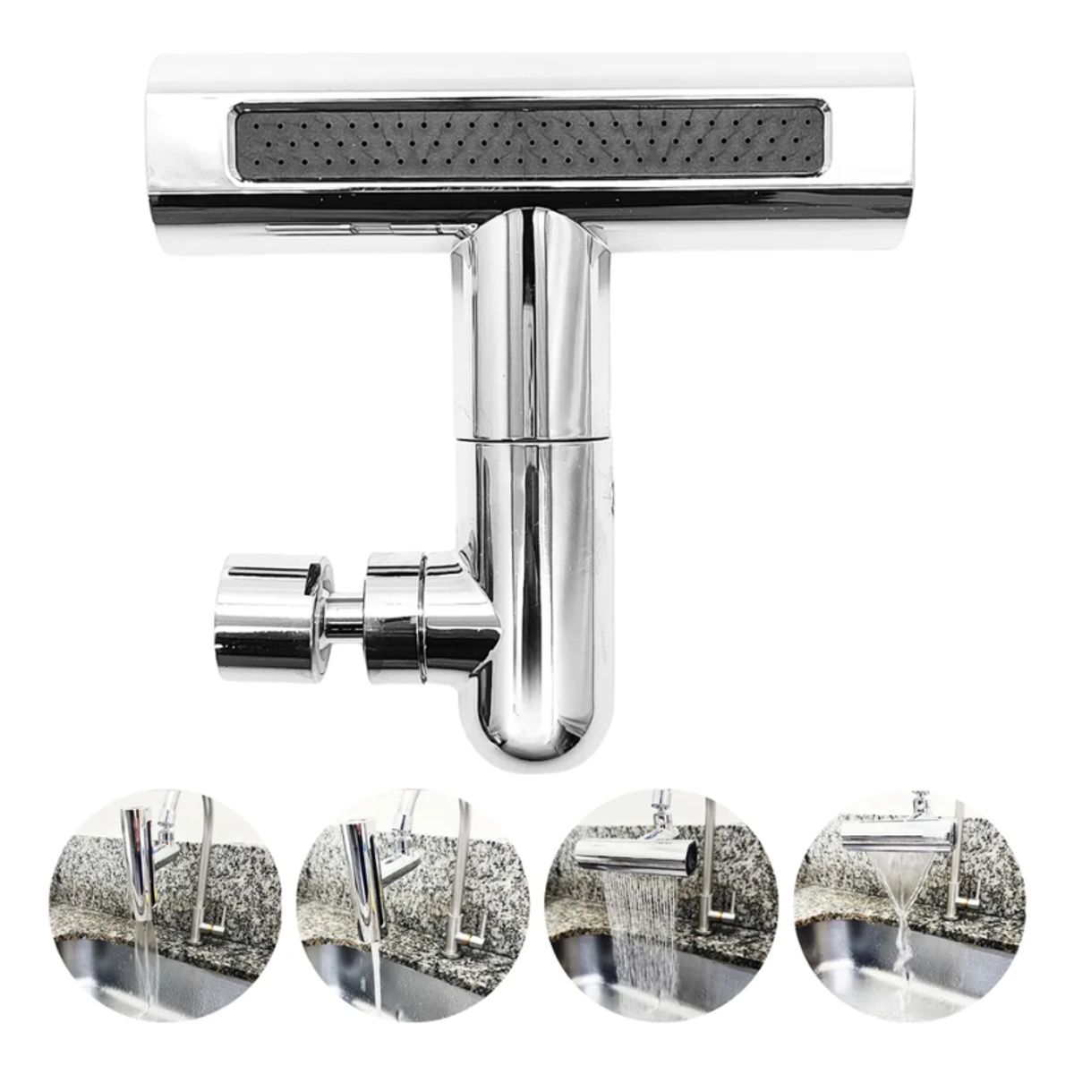 BELIDASHOP - Grifo Adaptador Extensor Cocina 360° Con 4 Modos De Chorro Plateado Brillante