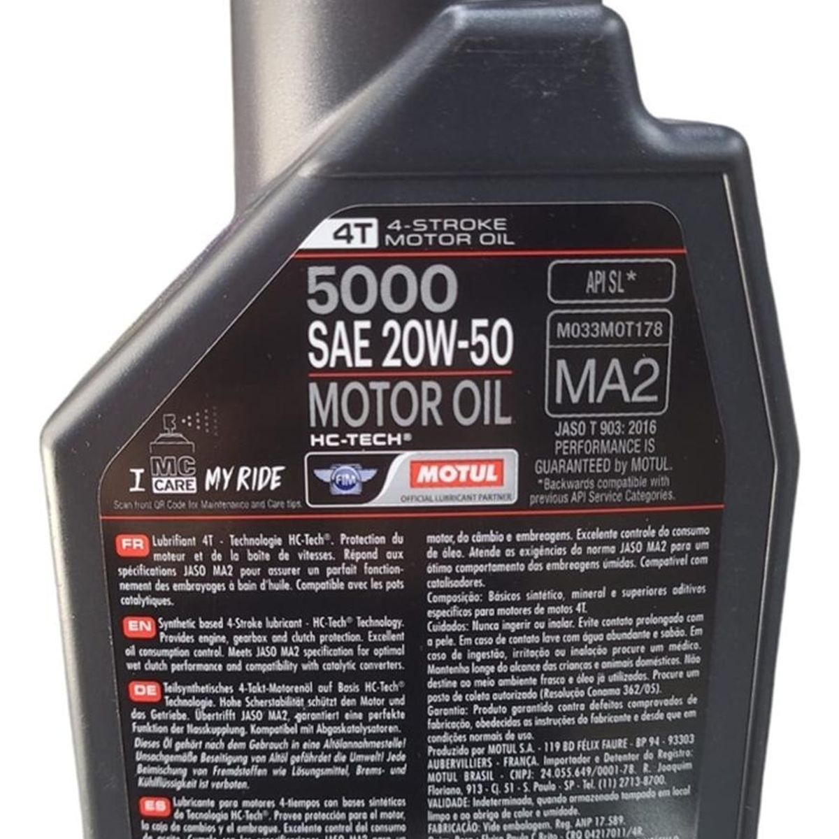 MOTUL - Aceite Moto Motul 20w 50 Semi Sintetico Original Frances 1l