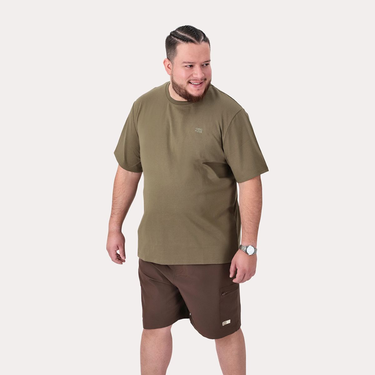 GANGSTER - Plus Polera MC Basica Colombus Verde Militar Gangster