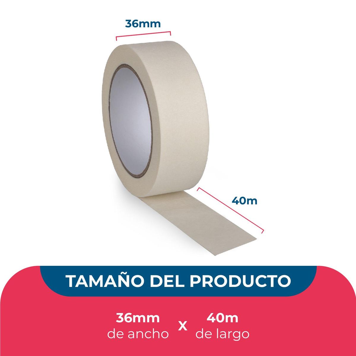 GENERICO - Cinta Papel Masking Tape 36mm*40m - Pack Mayorista - 12 uds