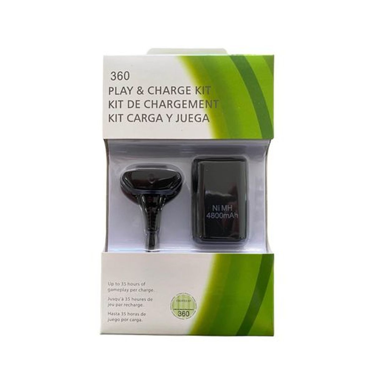 GENERICO - Kit carga juega para mando Xbox 360 Cable de carga + batería 4800mah