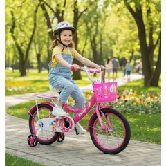 GENERICO - Bicicleta Infantil con Ruedas de Seguridad Aro 16 Fucsia E