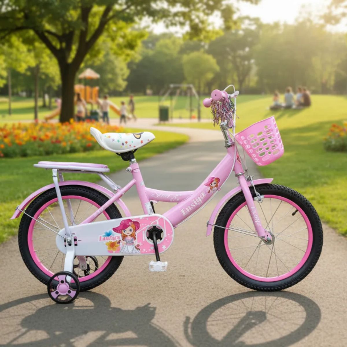 GENERICO - Bicicleta Infantil con Ruedas de Seguridad Aro 16 Rosado E