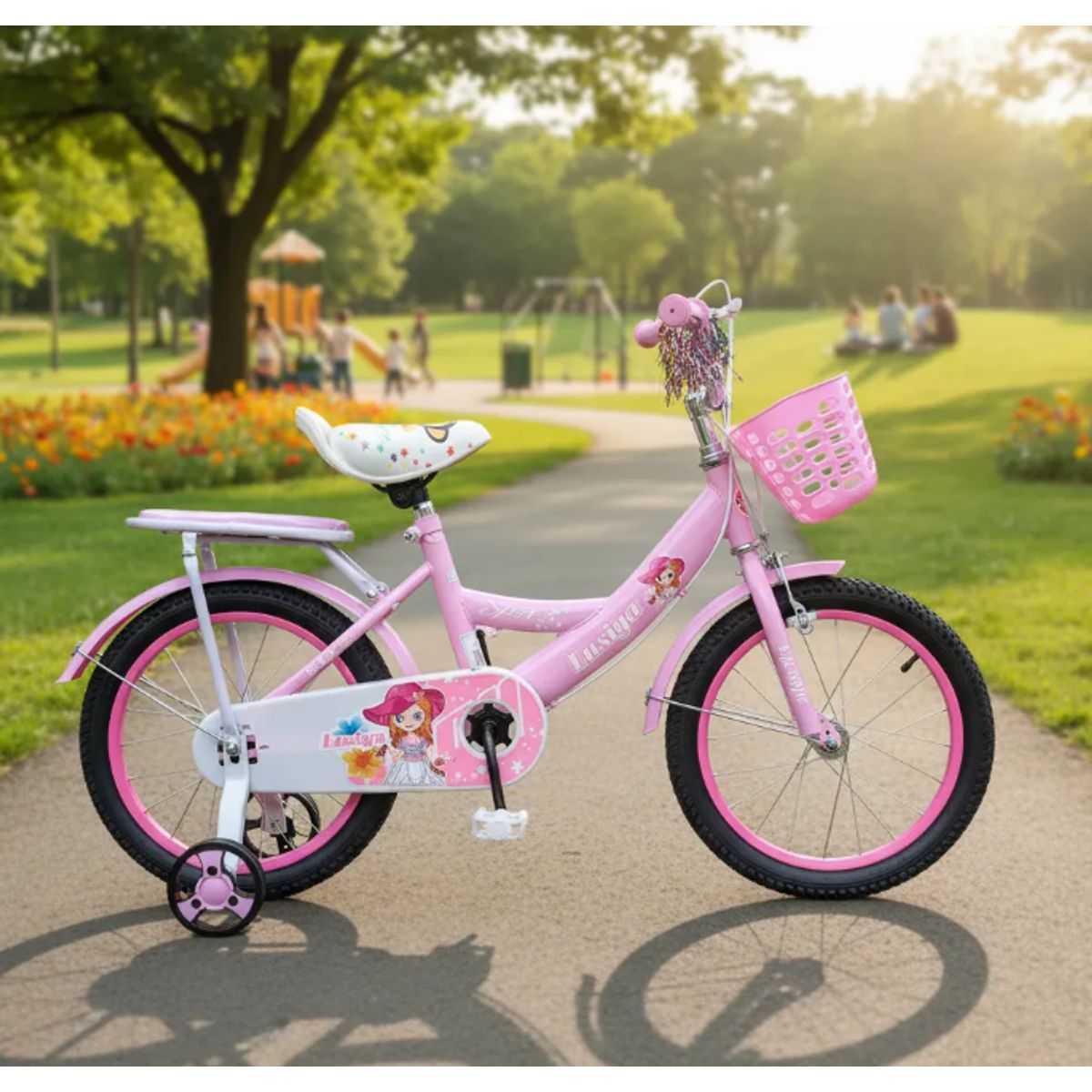 GENERICO - Bicicleta Infantil con Ruedas de Seguridad Aro 16 Rosado E