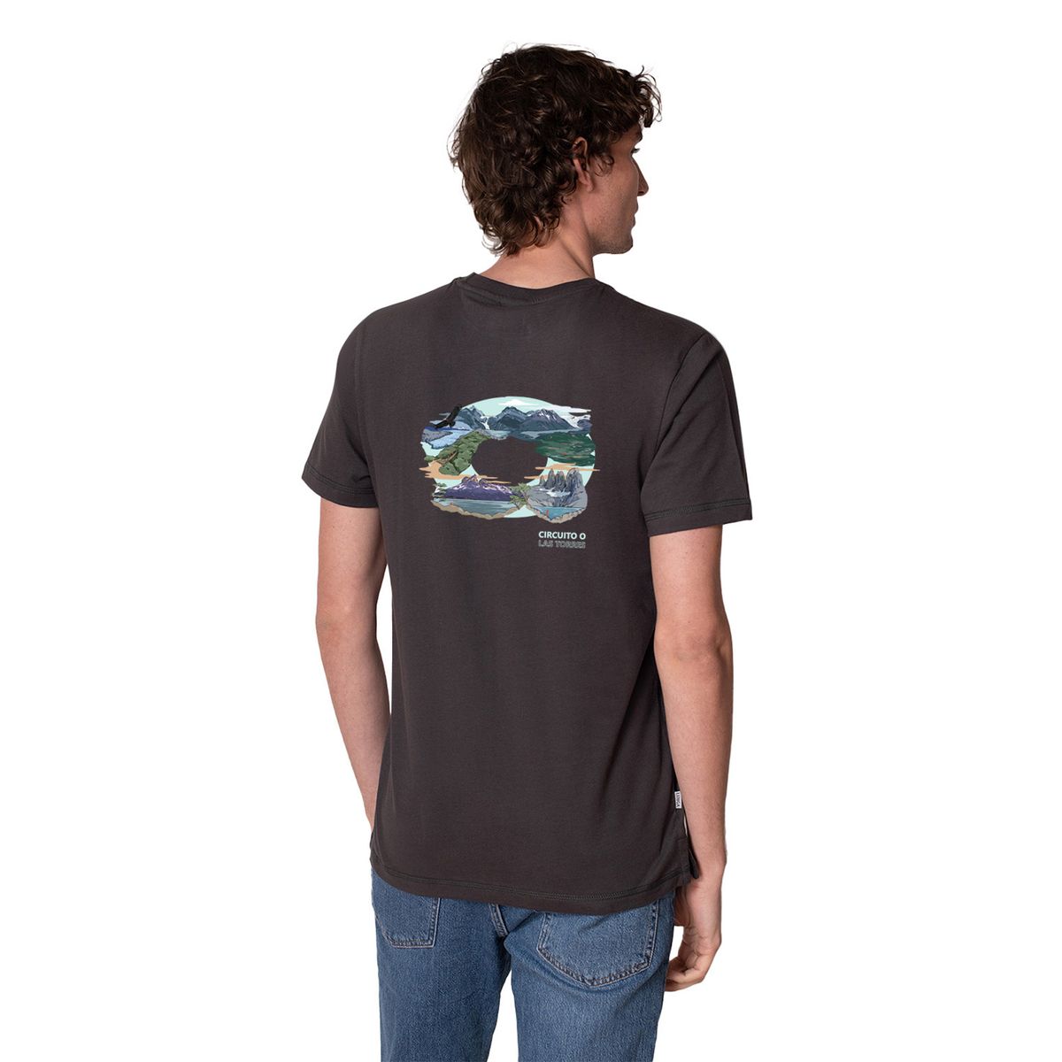 LENGA - Polera Hombre Algodón Orgánico Circuito O Las Torres UV Lenga