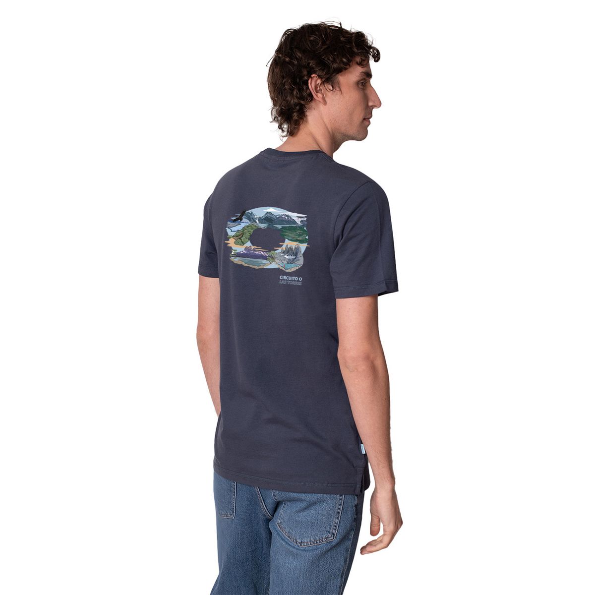 LENGA - Polera Hombre Algodón Orgánico Circuito O Las Torres UV Lenga