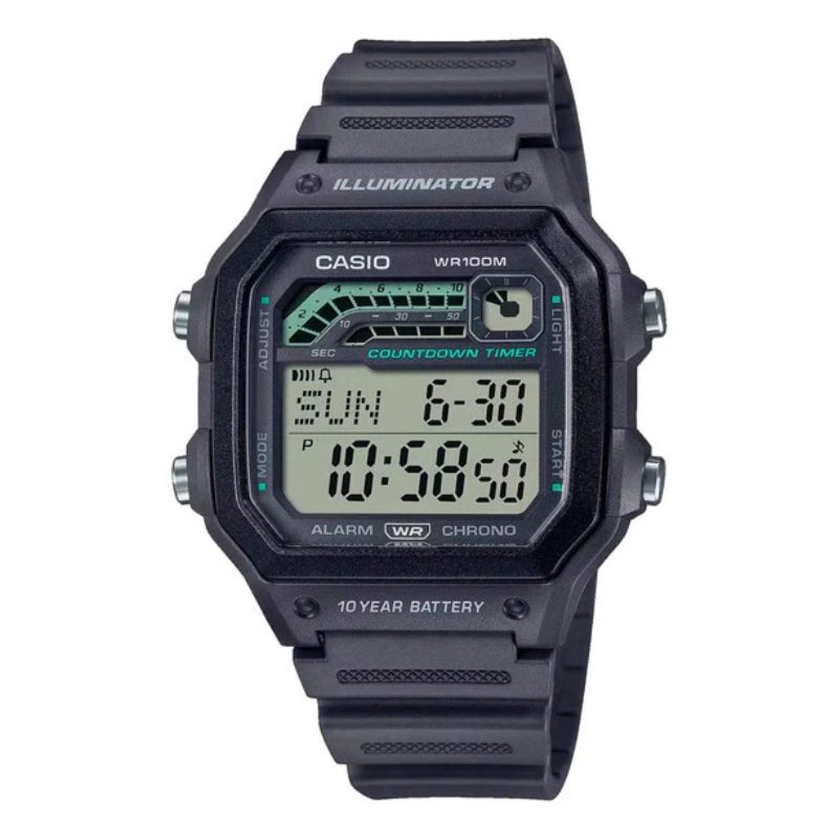 CASIO - Reloj Casio Hombre Vintage Countdown Timer WS-1600H-8AV