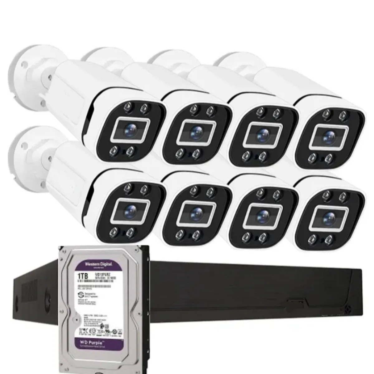 ARTIHOGAR - Kit Cctv Pro 8 Cámaras Smart  Colorvu 2mp Micrófono + Disco 1 Terabyte