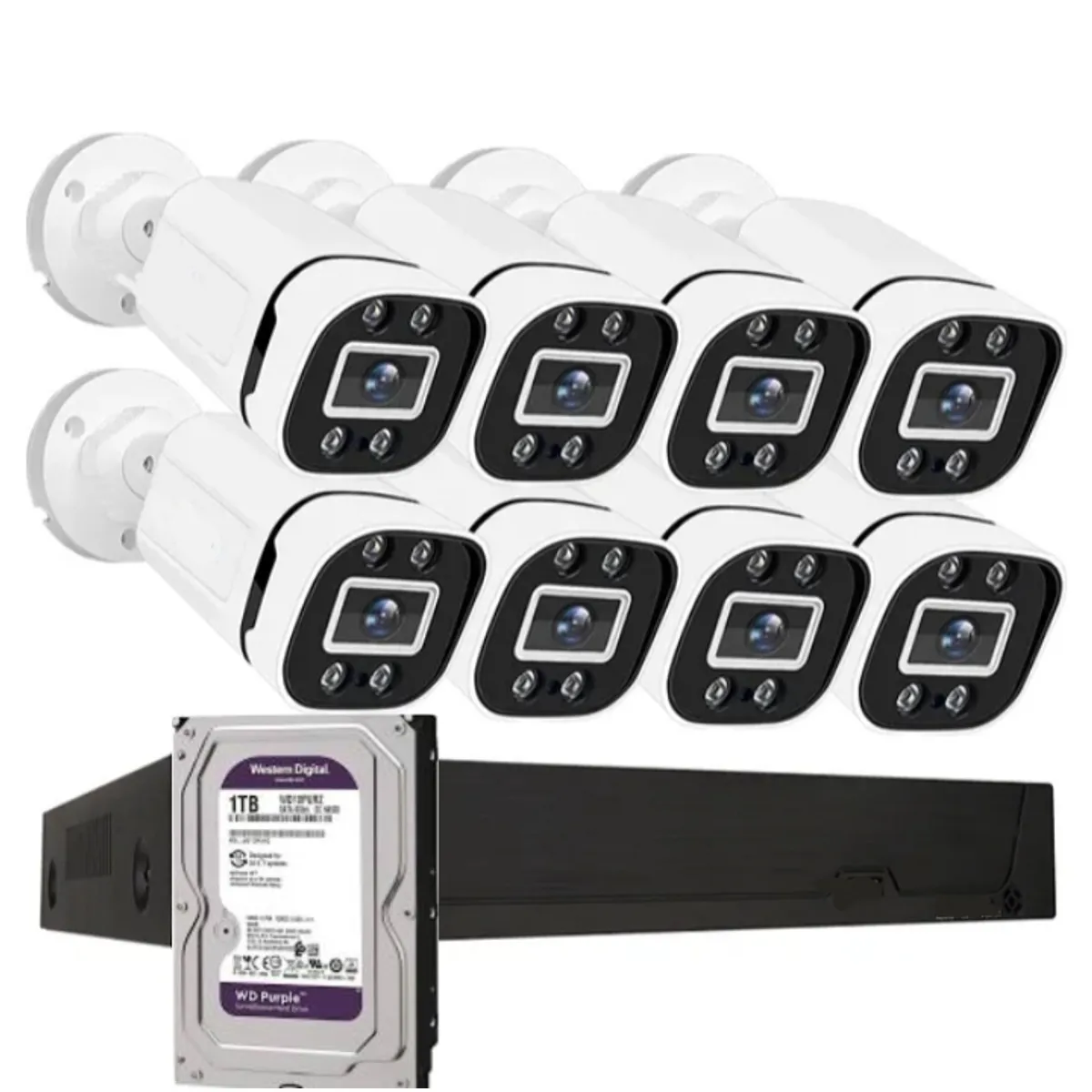 ARTIHOGAR - Kit Cctv Pro 8 Cámaras Smart  Colorvu 2mp Micrófono + Disco 1 Terabyte