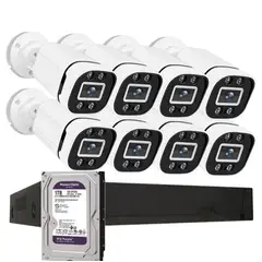 ARTIHOGAR - Kit Cctv Pro 8 Cámaras Smart Colorvu 2mp Micrófono + Disco 1 Terabyte