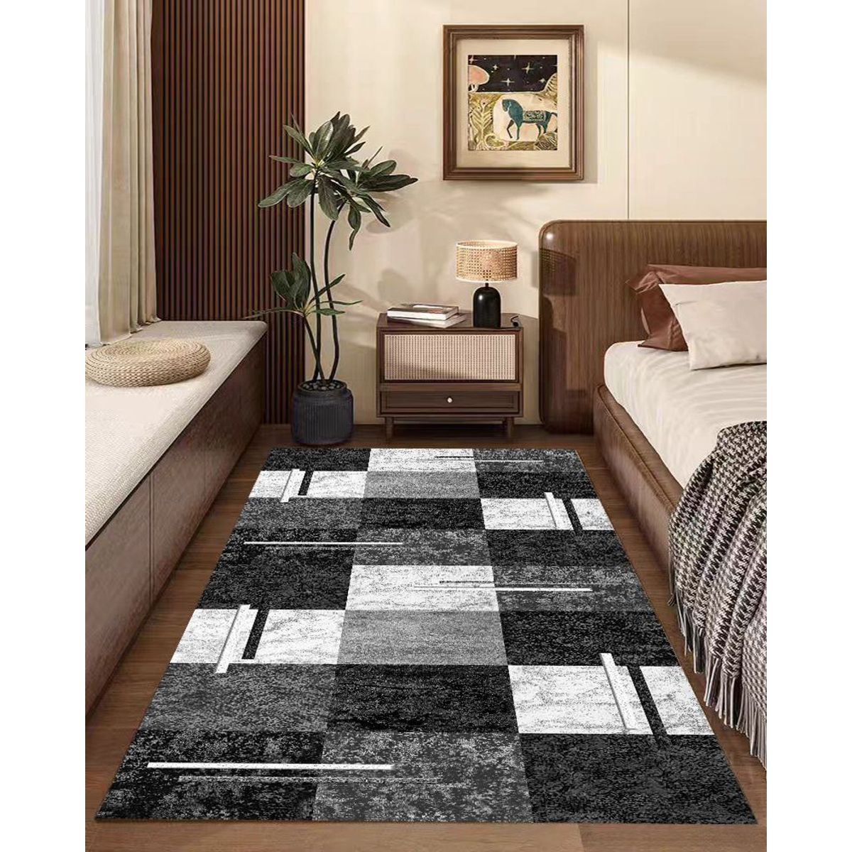 GENERICO - ALFOMBRAS LISAS PARA PASILLOS SIN PELOS CON DISEÑOS TRIDIMENSIONALES