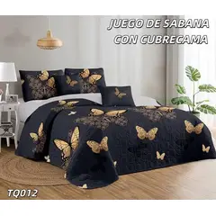 GENERICO - Cobertor tipo Quilts de Verano + Juego de sabanas 1,5 plazas