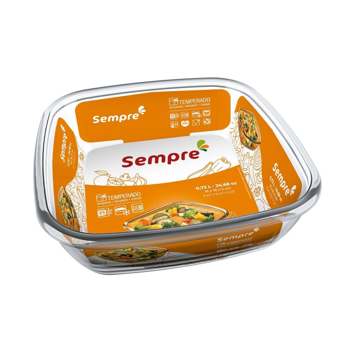 NADIR - Fuente Cuadrada Vidrio Templado Sempre 0.73 Litros