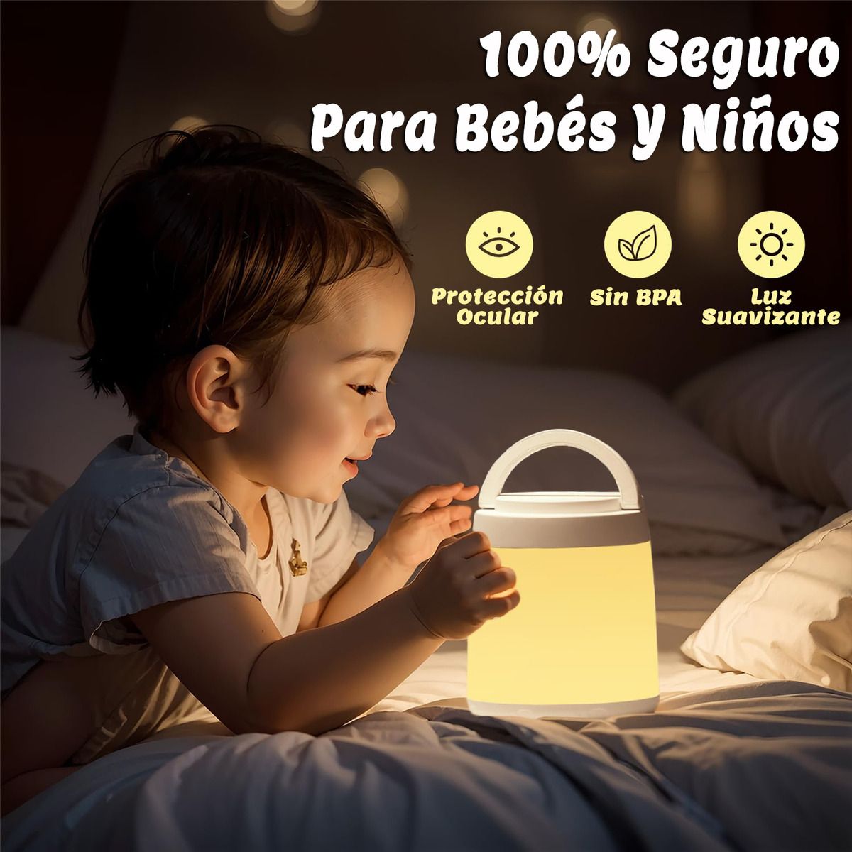 GENERICO - Luz de Noche Recargable para Niños Habitación Cámping-Blanco