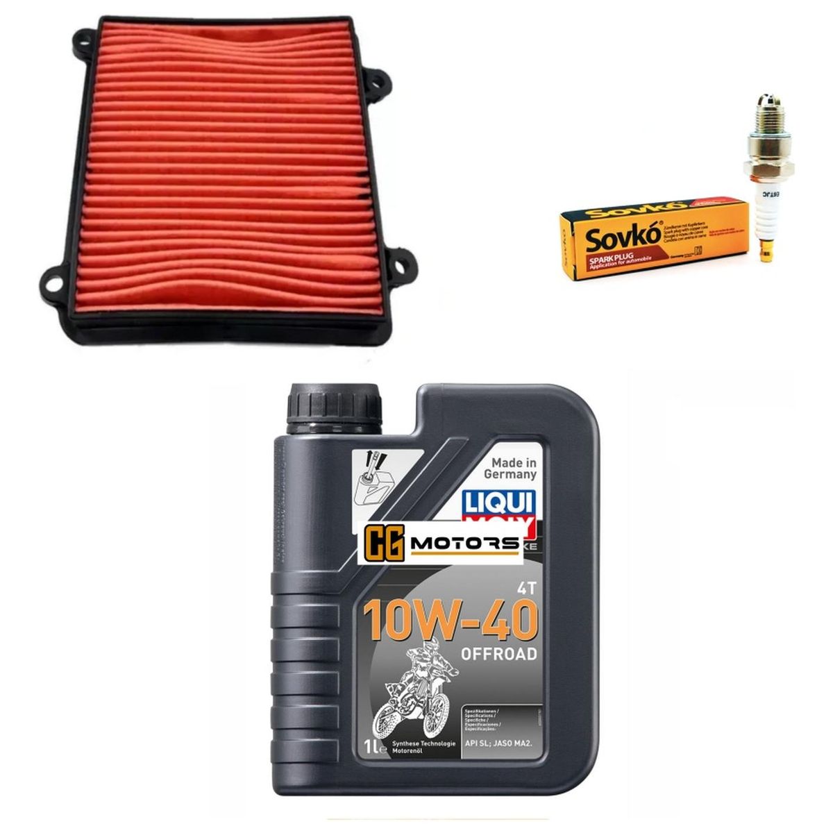 LIQUI MOLY - Kit Mantencion Honda Xr 150l / Aceite + Filtro Aire + Bujia