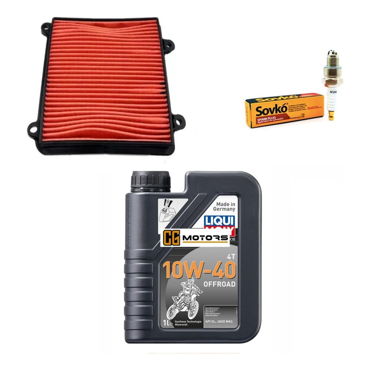 LIQUI MOLY - Kit Mantencion Honda Xr 150l / Aceite + Filtro Aire + Bujia