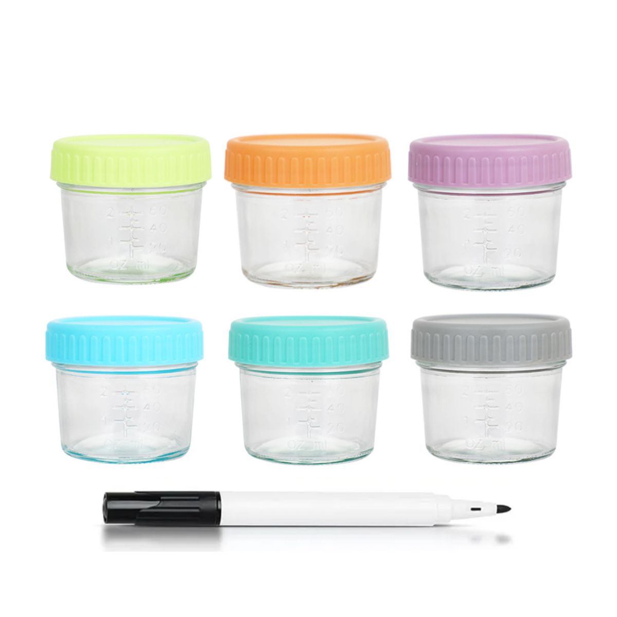 ATURE - Juego De 6 Tazas Medidoras De Vidrio Con Tapa
