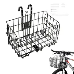 ATURE - Canasto Para Bicicleta Acero Plegable Desmontable Negro