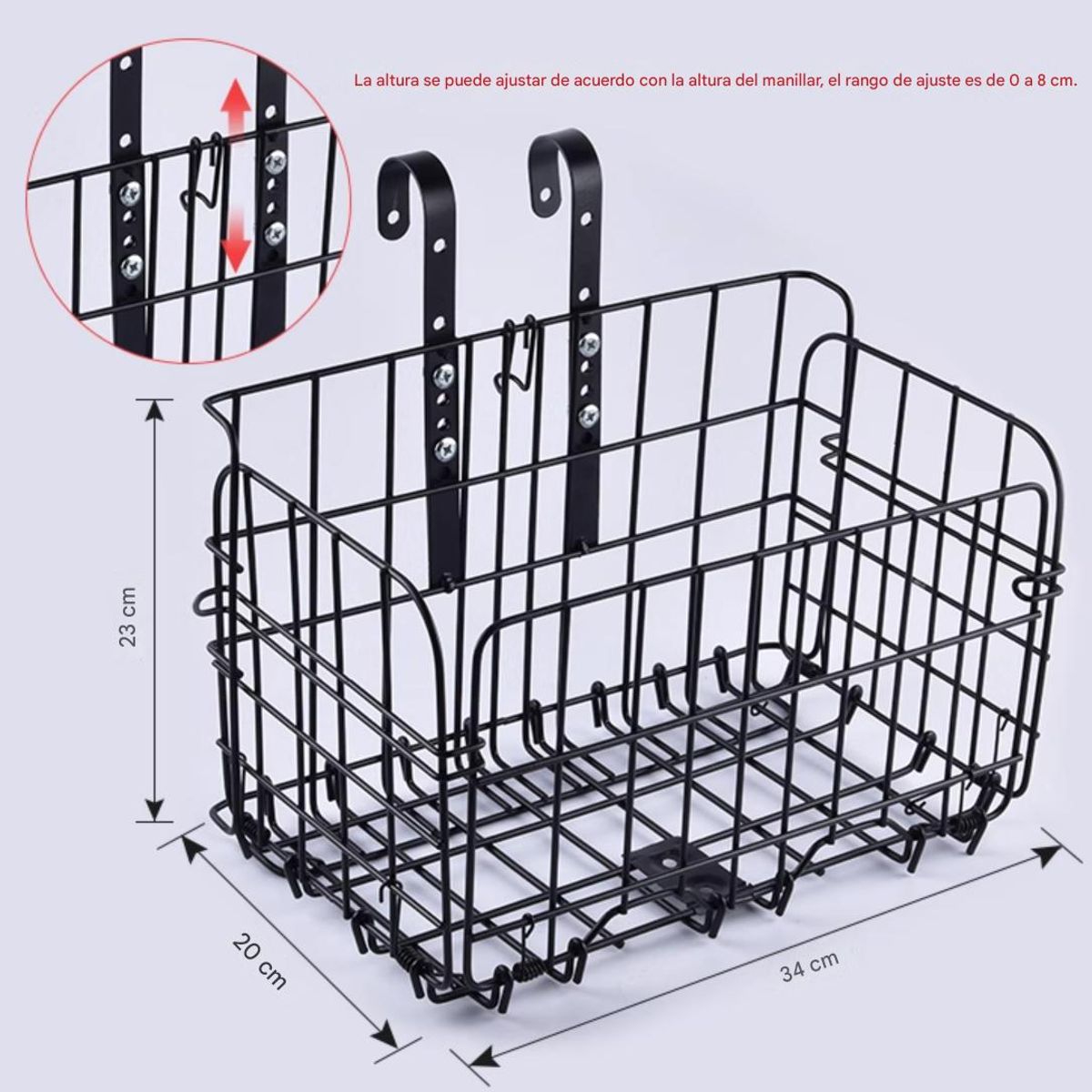ATURE - Canasto Para Bicicleta Acero Plegable Desmontable Negro