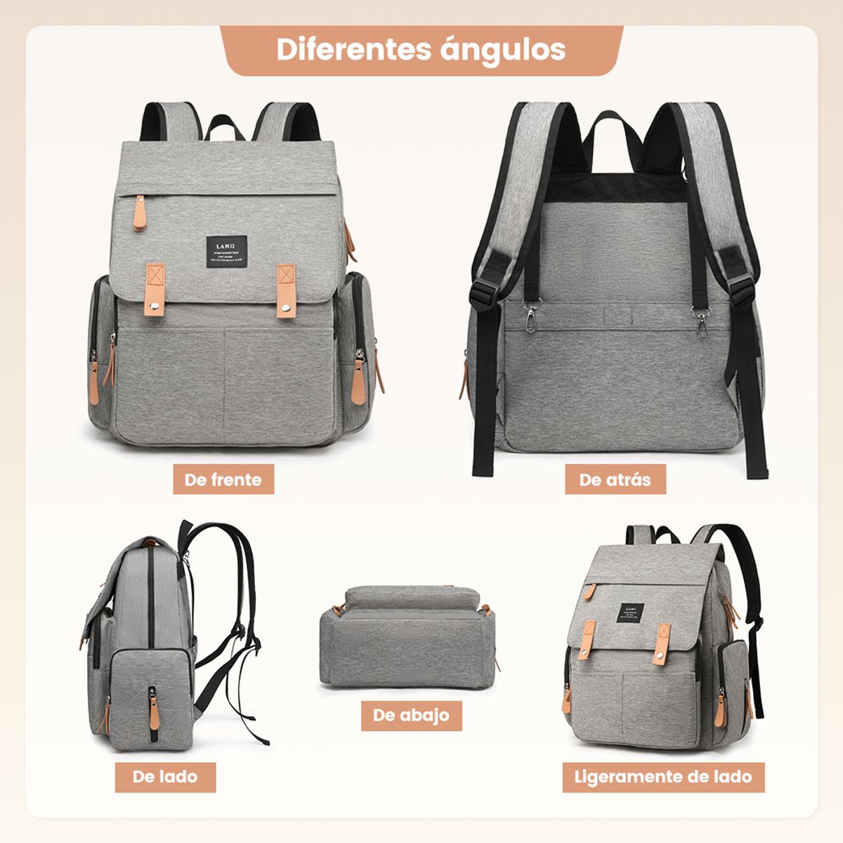 ZSPK - Mochila Gris Maternal Multifuncional y Moderna