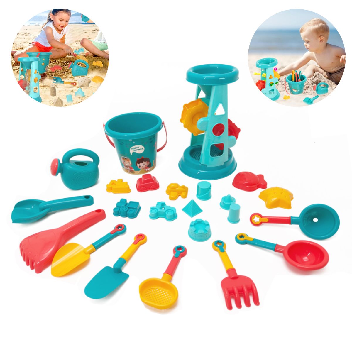 KINDA NICE - 18 Pie Juego De Juguetes De Playa Con Palas Y Moldes Para Ni