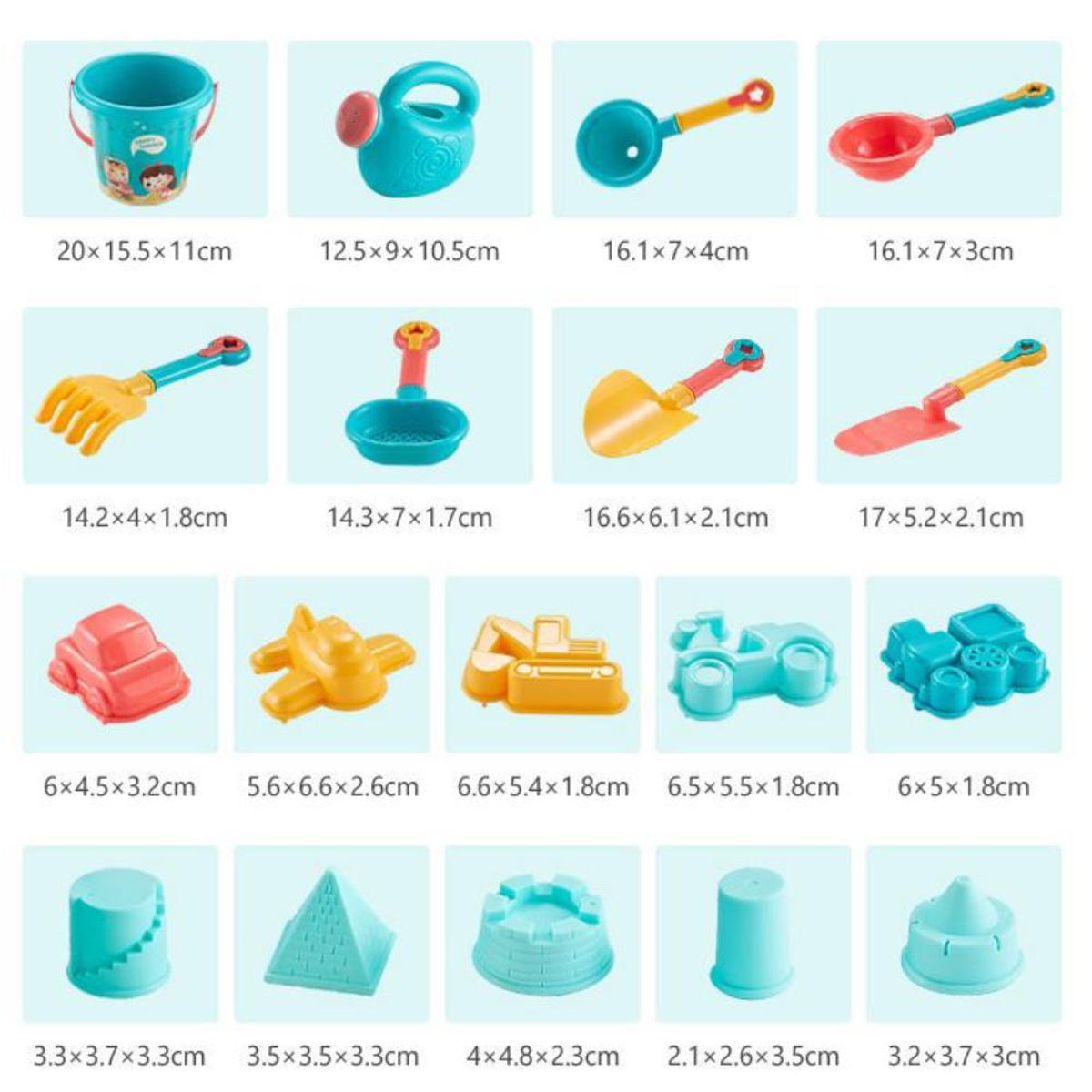 KINDA NICE - 18 Pie Juego De Juguetes De Playa Con Palas Y Moldes Para Ni