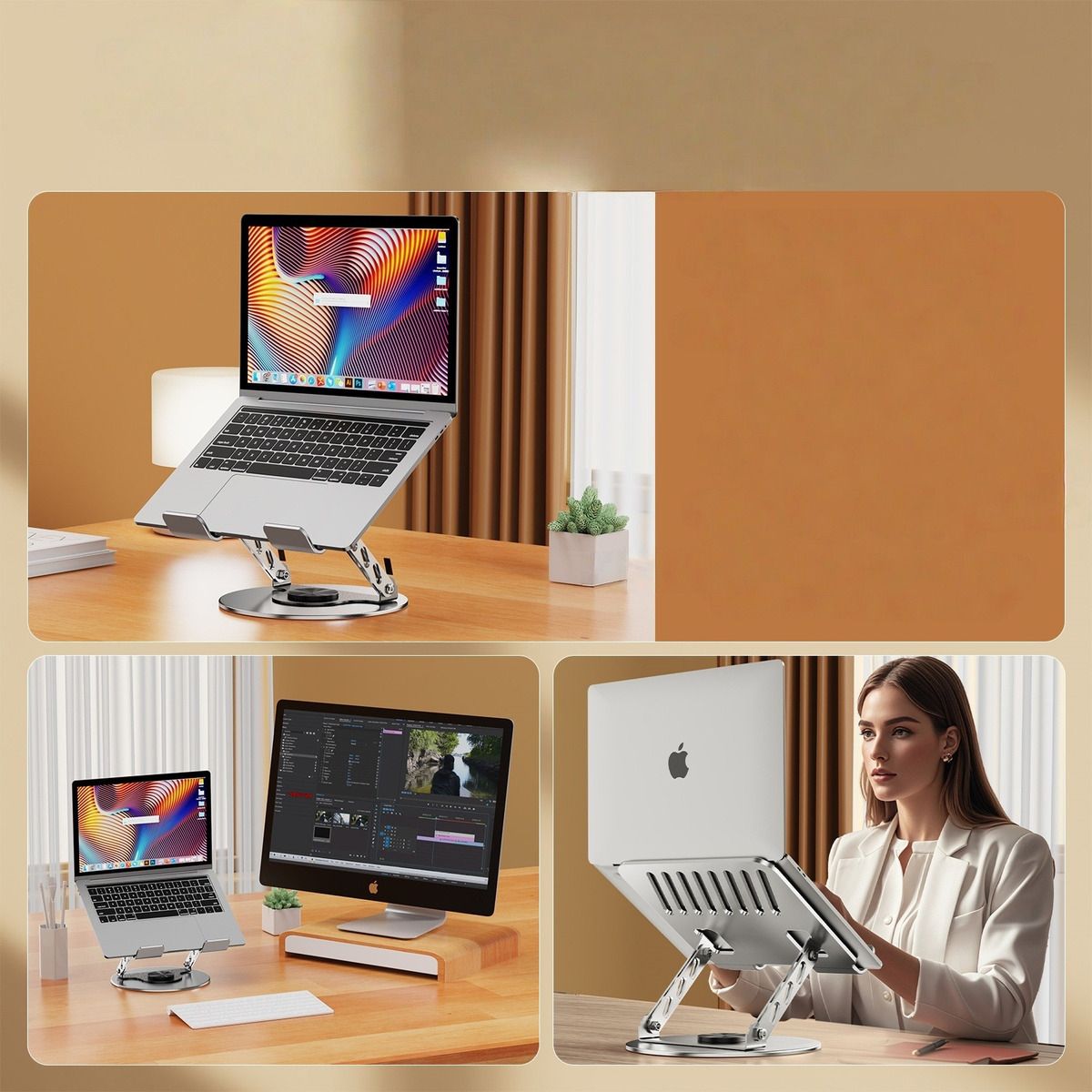 GENERICO - Soporte Notebook Aluminio 360 Portatil Ajustable Y Plegable