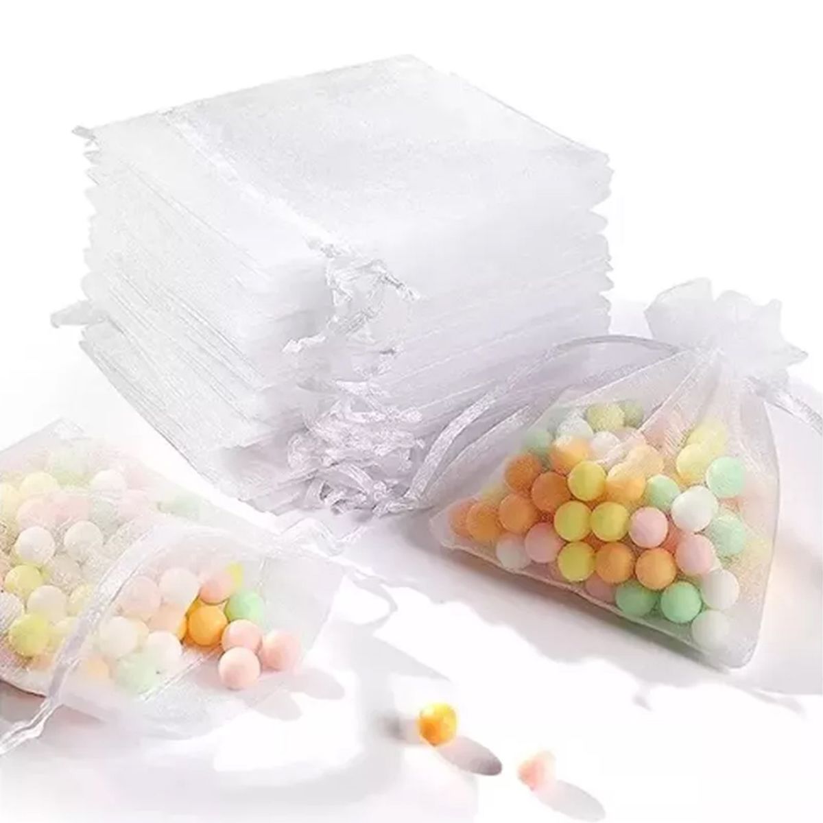 KINDA NICE - Bolsas Organza 10x15 Cms Color Blanca Paquete 100 Unds