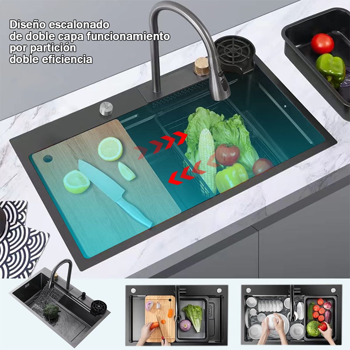 BITART - Kit lavavajillas empotrable acero inoxidable 80x45cm para lavado