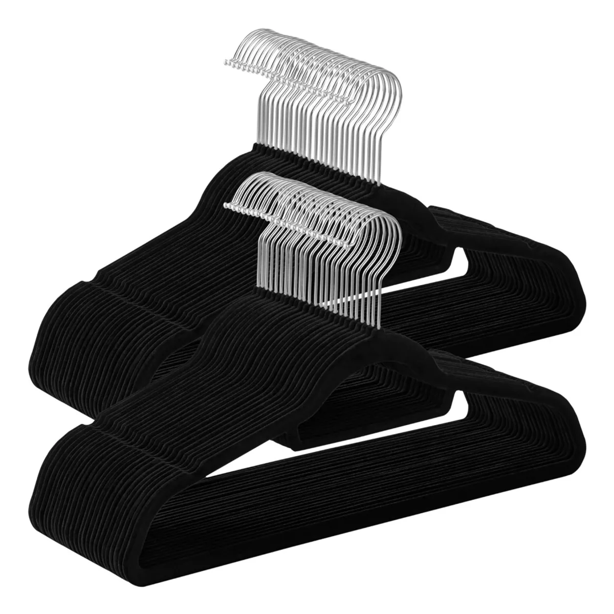 SUPERCENTER - Set 50 Ganchos Colgadores De Ropa Terciopelo Antideslizantes Negro