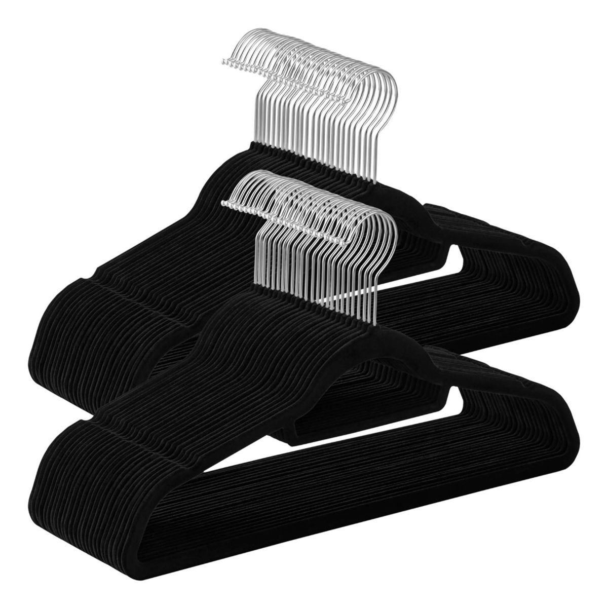 SUPERCENTER - Set 50 Ganchos Colgadores De Ropa Terciopelo Antideslizantes Negro