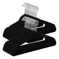 SUPERCENTER - Set 50 Ganchos Colgadores De Ropa Terciopelo Antideslizantes Negro