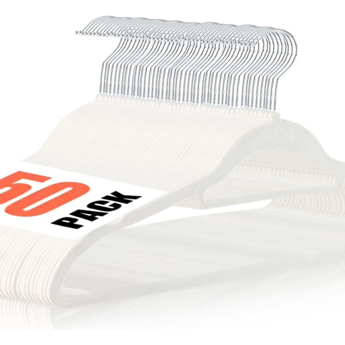 SUPERCENTER - Set 50 Ganchos Colgadores De Ropa Terciopelo Antideslizantes Blanco
