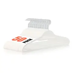 SUPERCENTER - Set 50 Ganchos Colgadores De Ropa Terciopelo Antideslizantes Blanco
