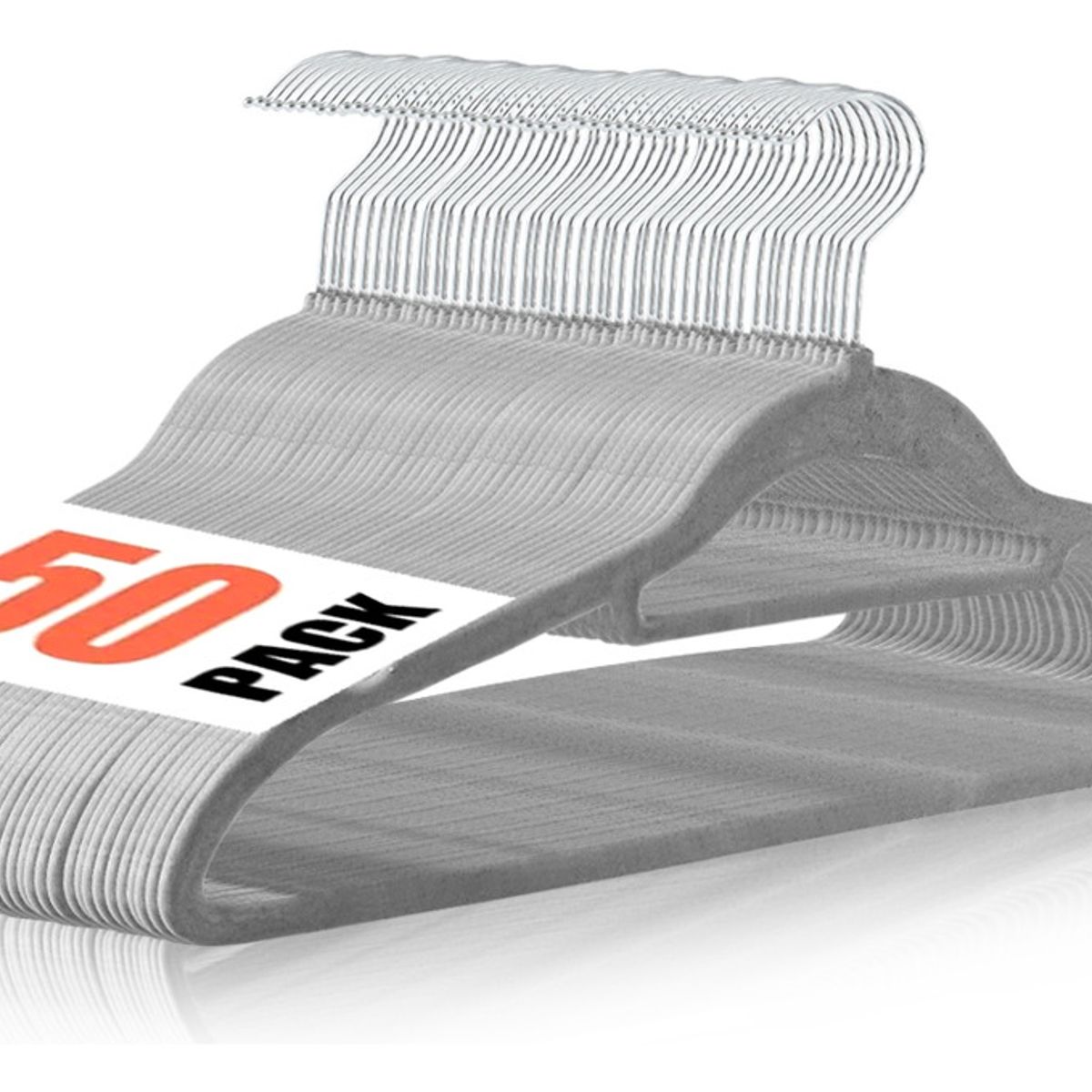 SUPERCENTER - Set 50 Ganchos Colgadores De Ropa Terciopelo Antideslizantes Gris