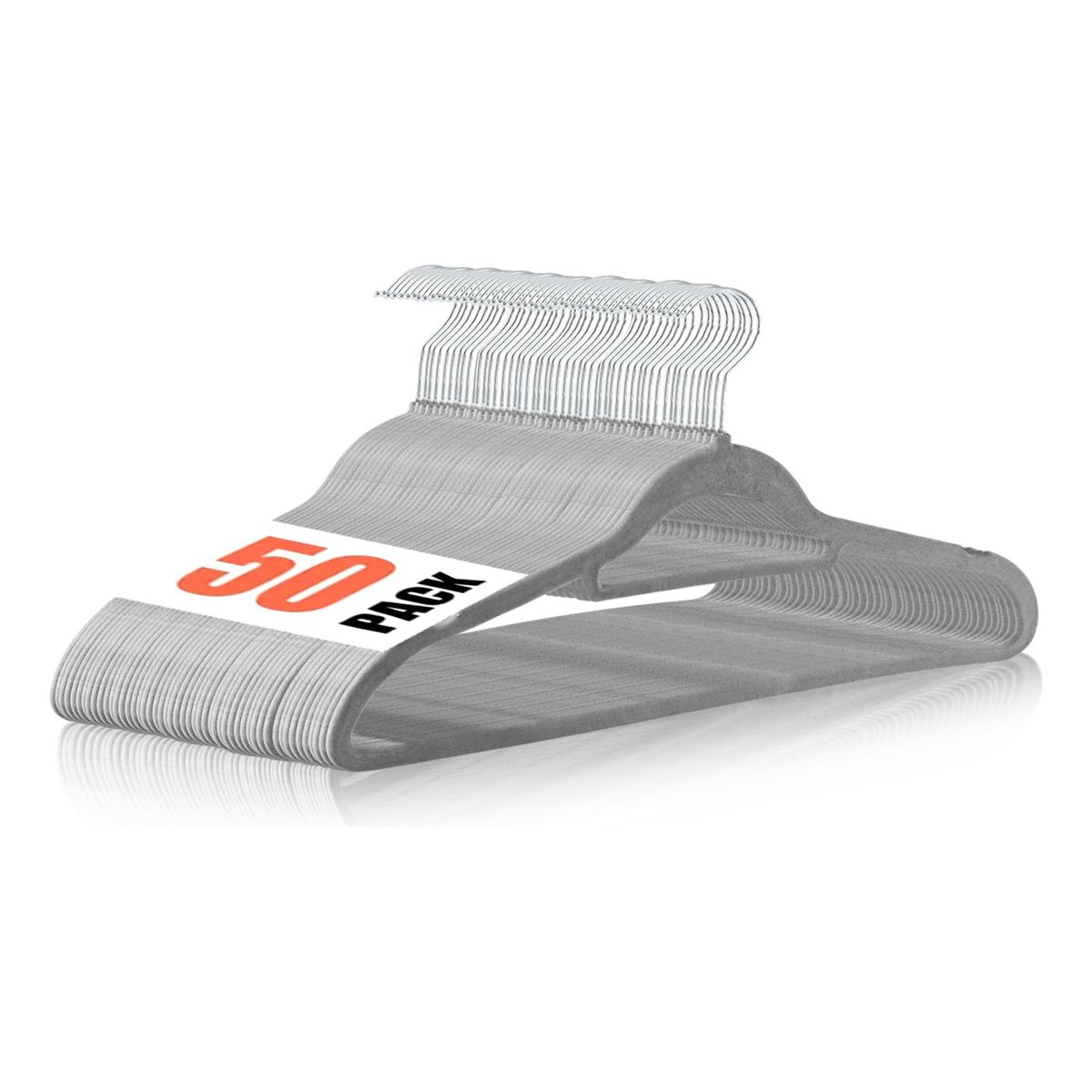 SUPERCENTER - Set 50 Ganchos Colgadores De Ropa Terciopelo Antideslizantes Gris