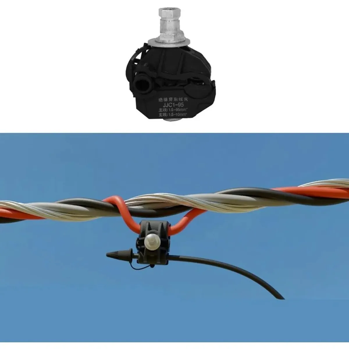 KUANGYE - Conector Dentado 16-95mm2 Derivación  1,5-10mm2 Pack 5 Unidades Negro