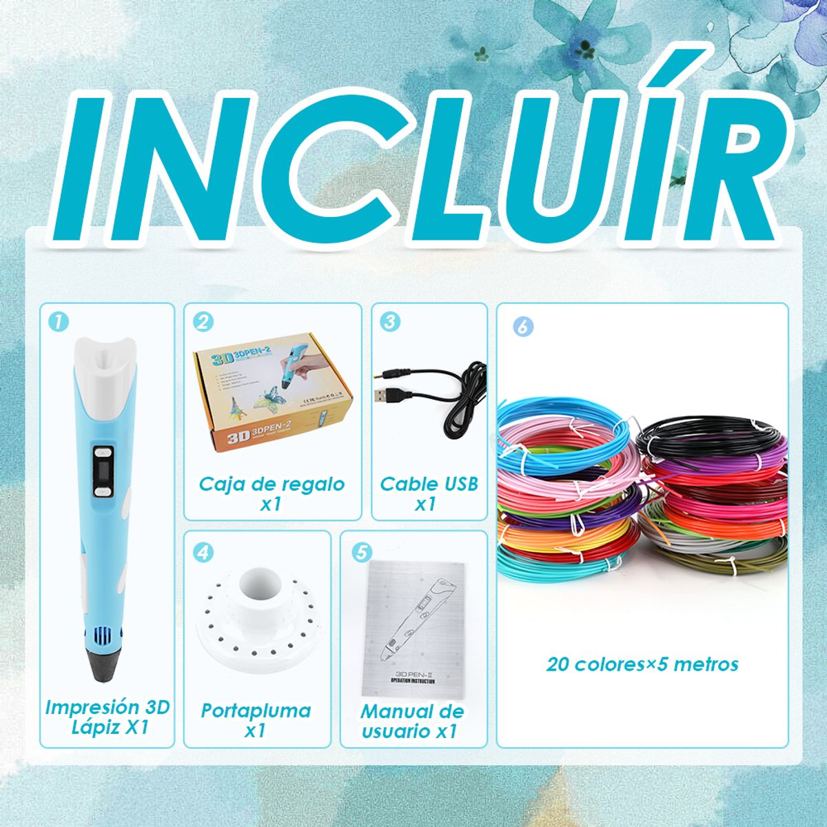 LUKOVEE - Lápiz Bolígrafo Impresora 3d + Pack Filamentos