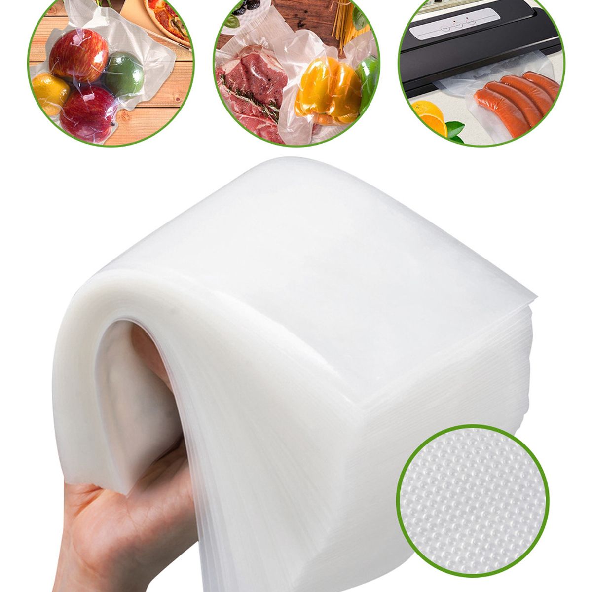 SUPERCENTER - 100 Bolsas Gofrada Para Sellar Al Vacio 20x25 Vacío Espesado