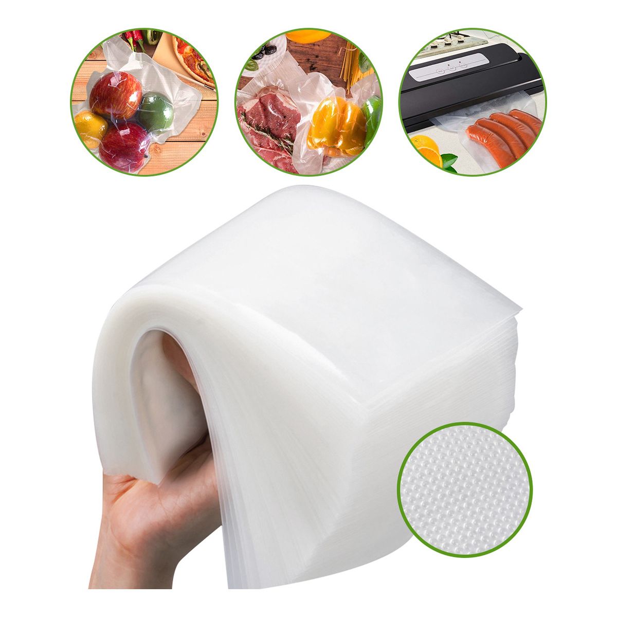 SUPERCENTER - 100 Bolsas Gofrada Para Sellar Al Vacio 20x25 Vacío Espesado