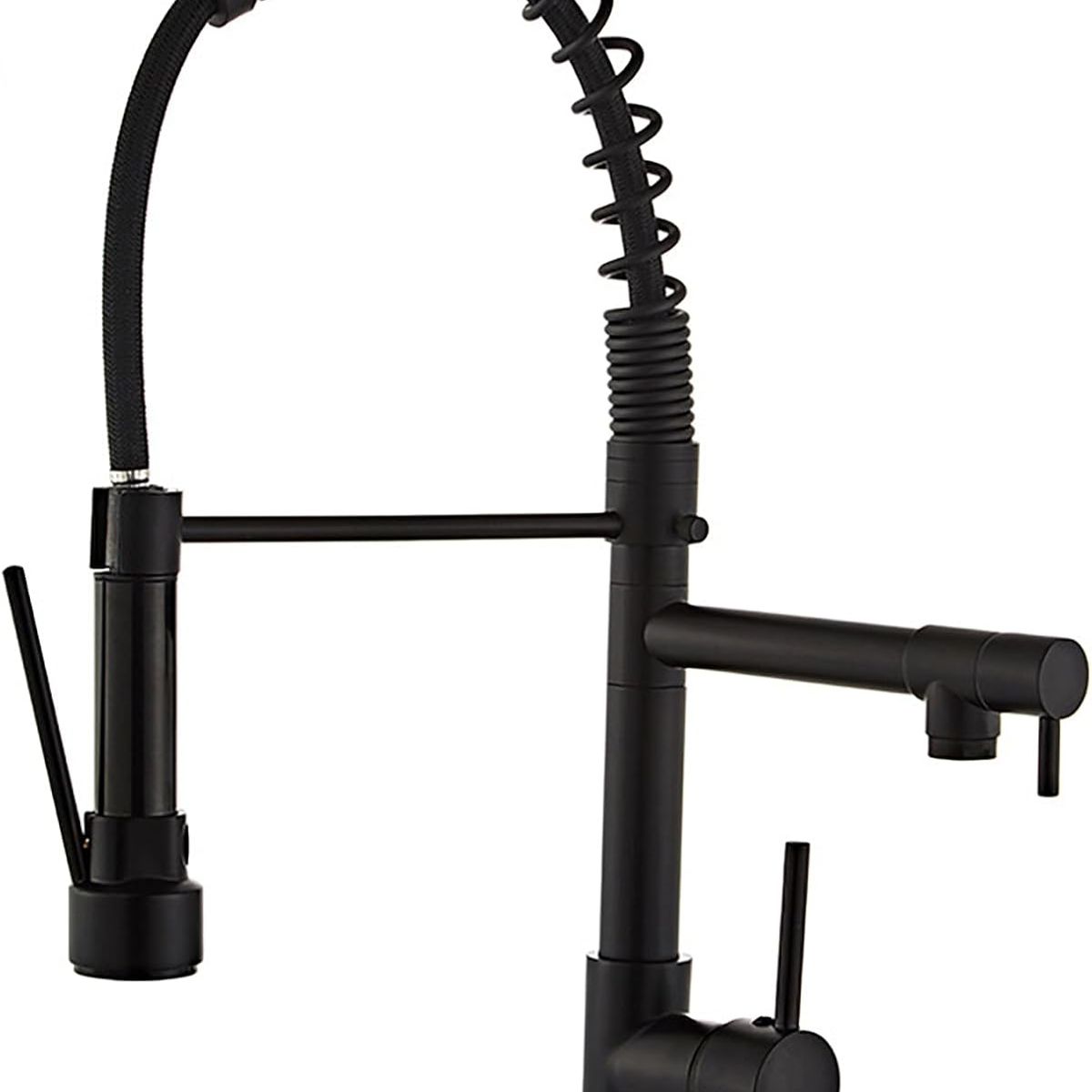 BLUEDREAMER - Grifo de cocina giratorio de 360° de acero inoxidable con protector antisalpicaduras extraíble