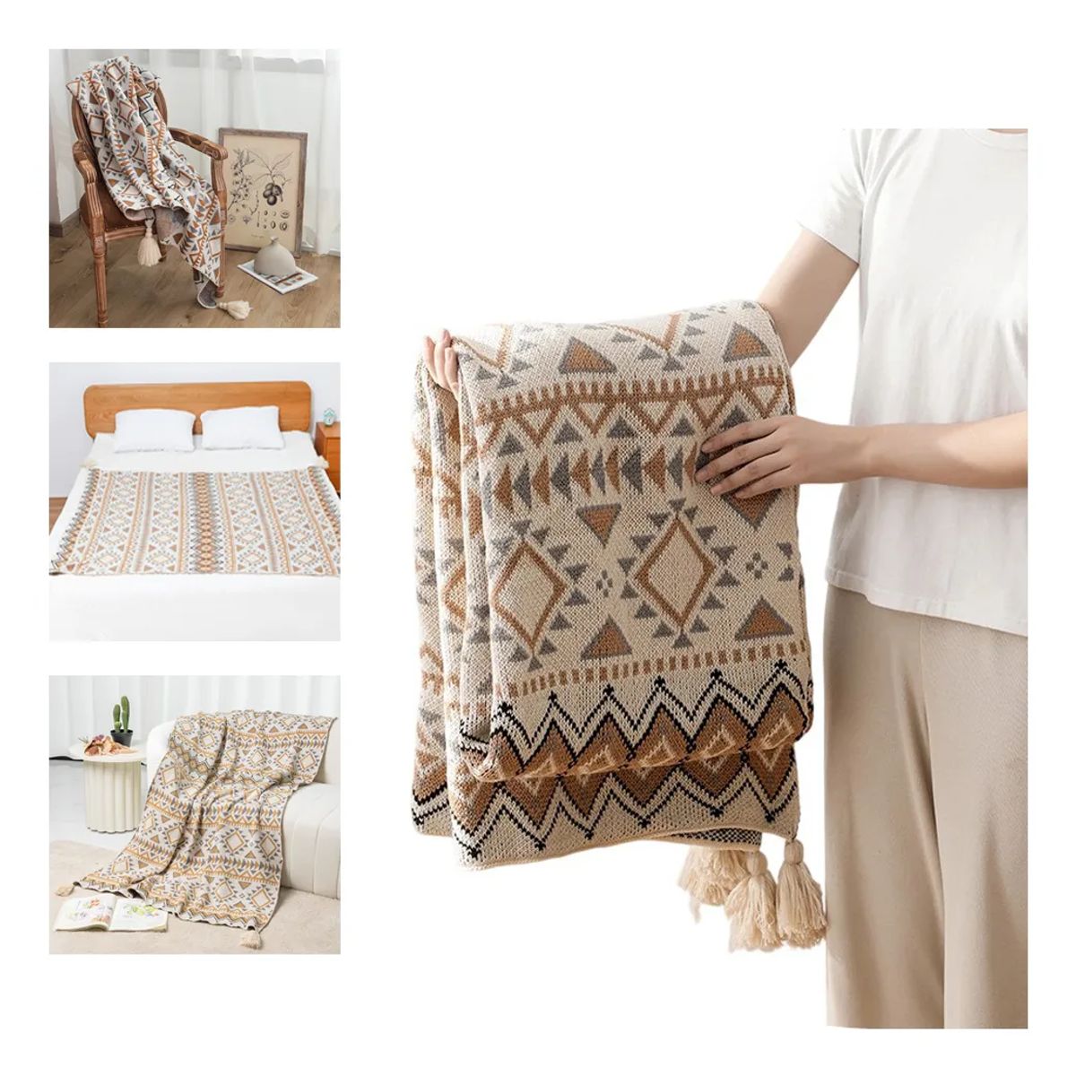 KINDA NICE - Manta Tejida Para Siestas Y Sofás 130 X 170 Cms