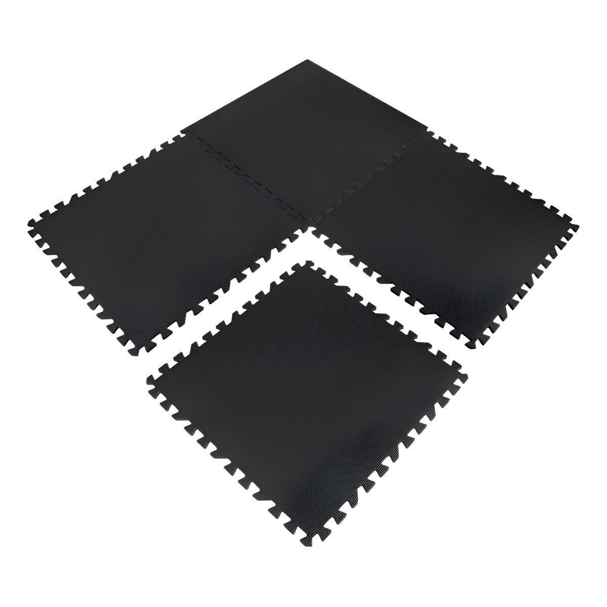 SUPERCENTER - Pack 4 Unidad Piso Puzzle Alfombra Goma Eva 60x60 Deportivo Negro