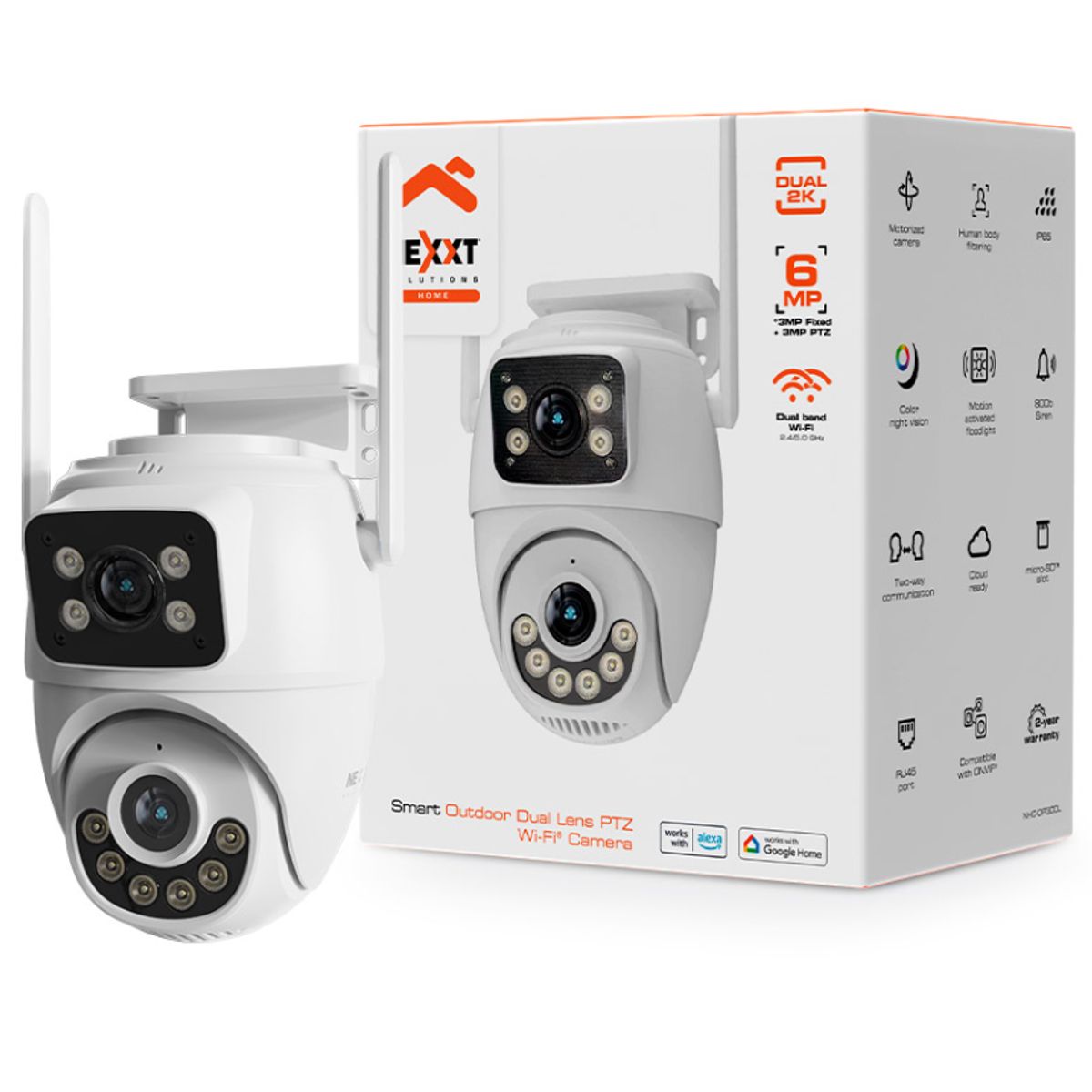 NEXXT SOLUTIONS - Cámara Nexxt WiFi Smart Outdoor Dual Lens PTZ IP65